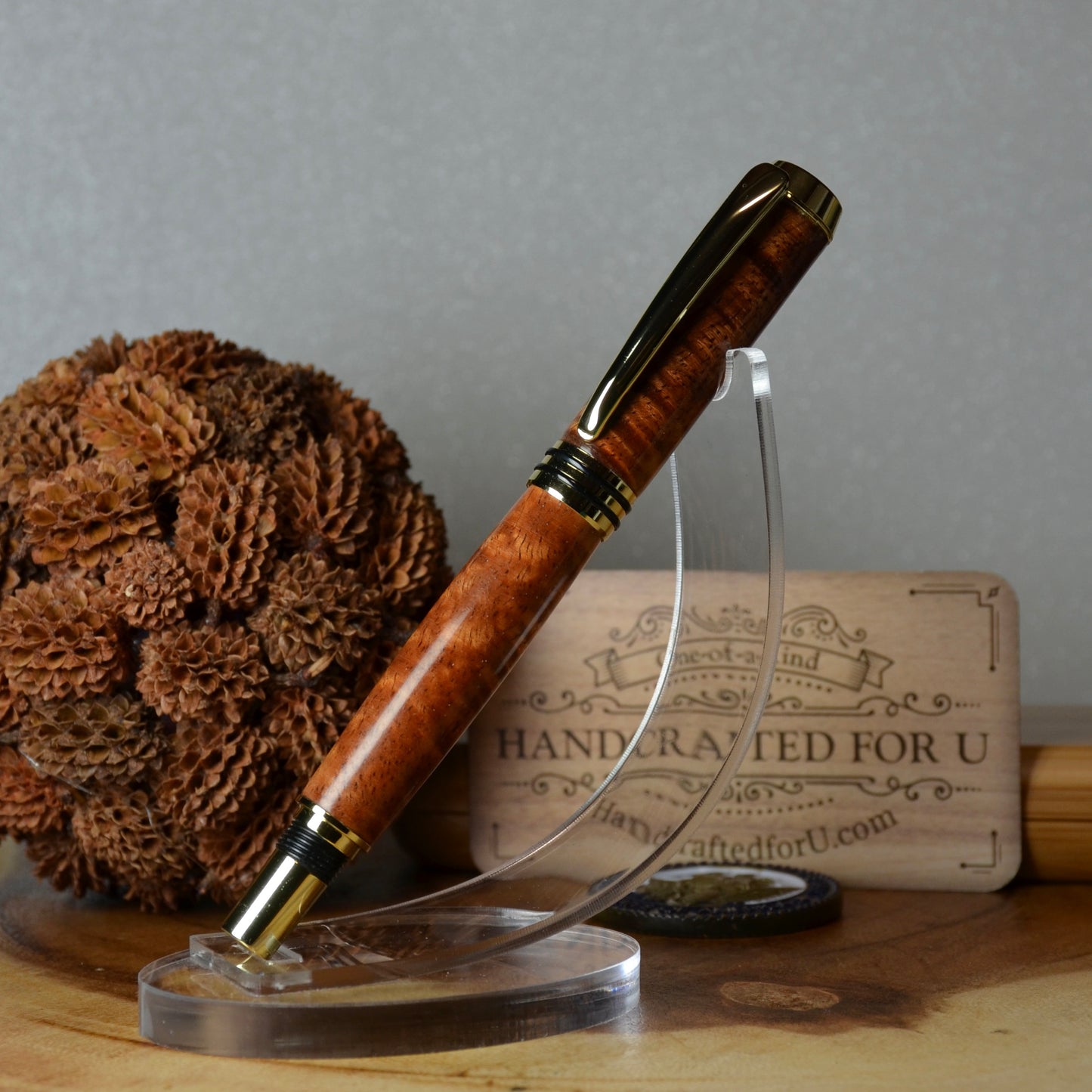 Gold and Black Tycoon Fountain (Hawaiian curly Koa)