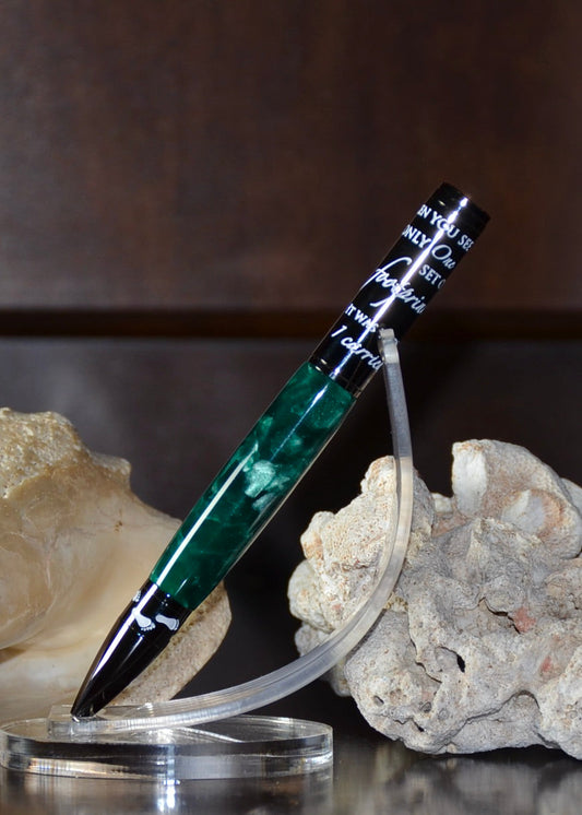 Foot Prints in the Sand (Gun Metal & Green Acrylic)