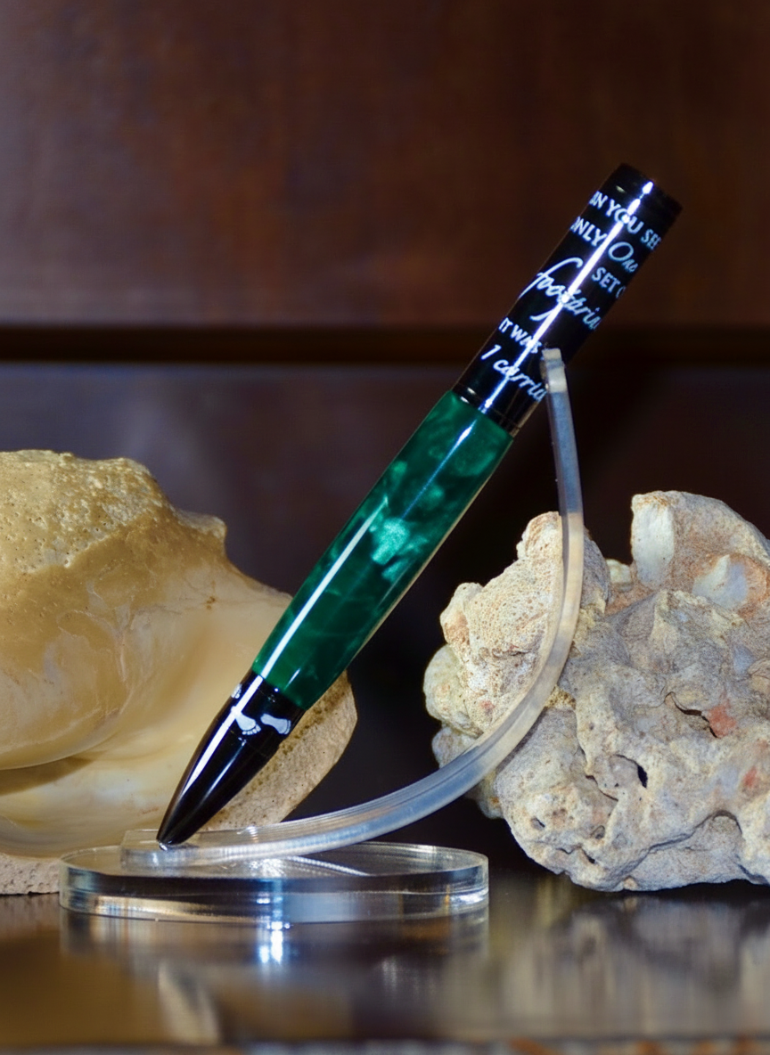 Foot Prints in the Sand (Gun Metal & Green Acrylic)