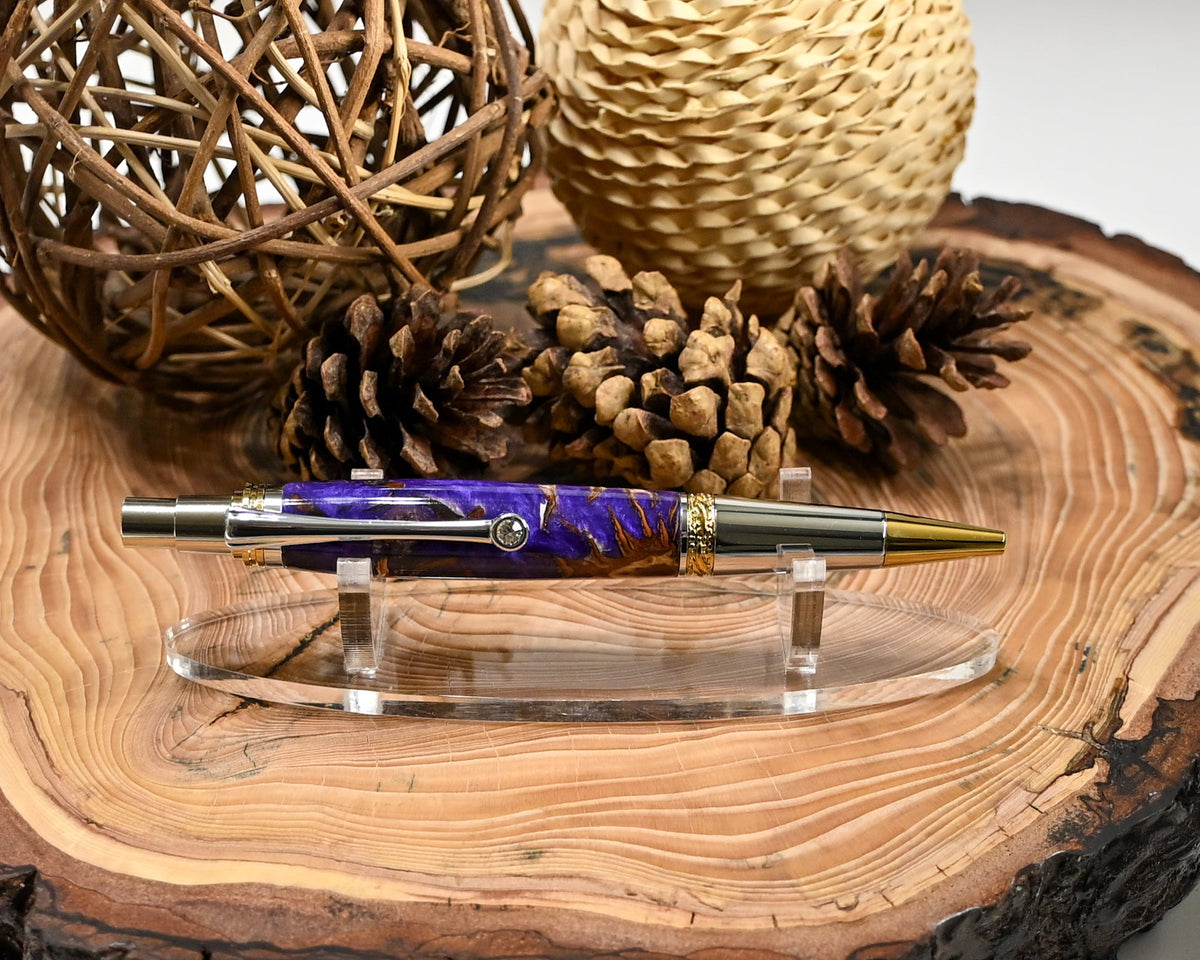 Majestic Squire (EDC)Click Chrome & Gold (Purple Haze Pine Cone)