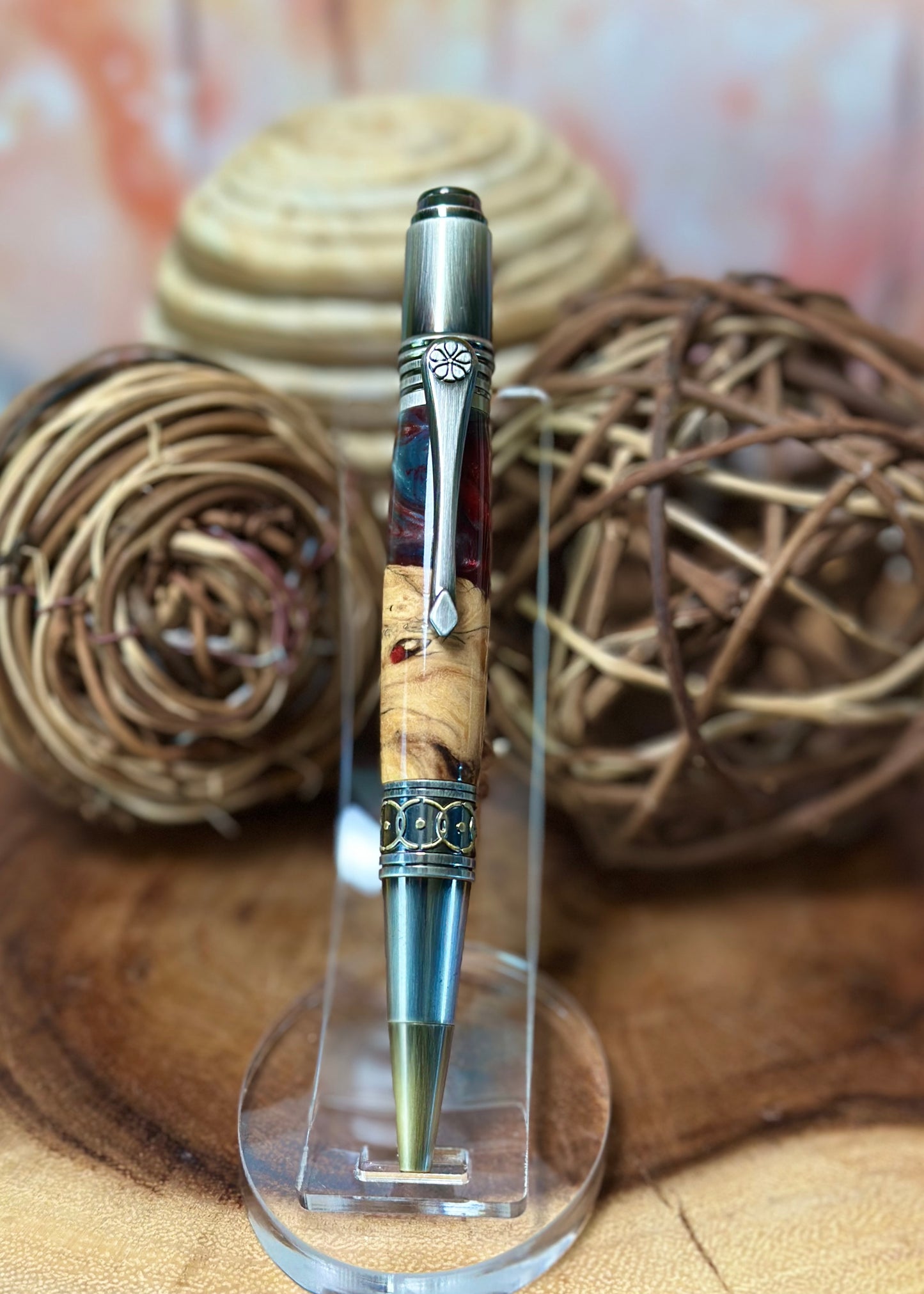 Steampunk (Bronze & Silver & Red Buckeye Burl)