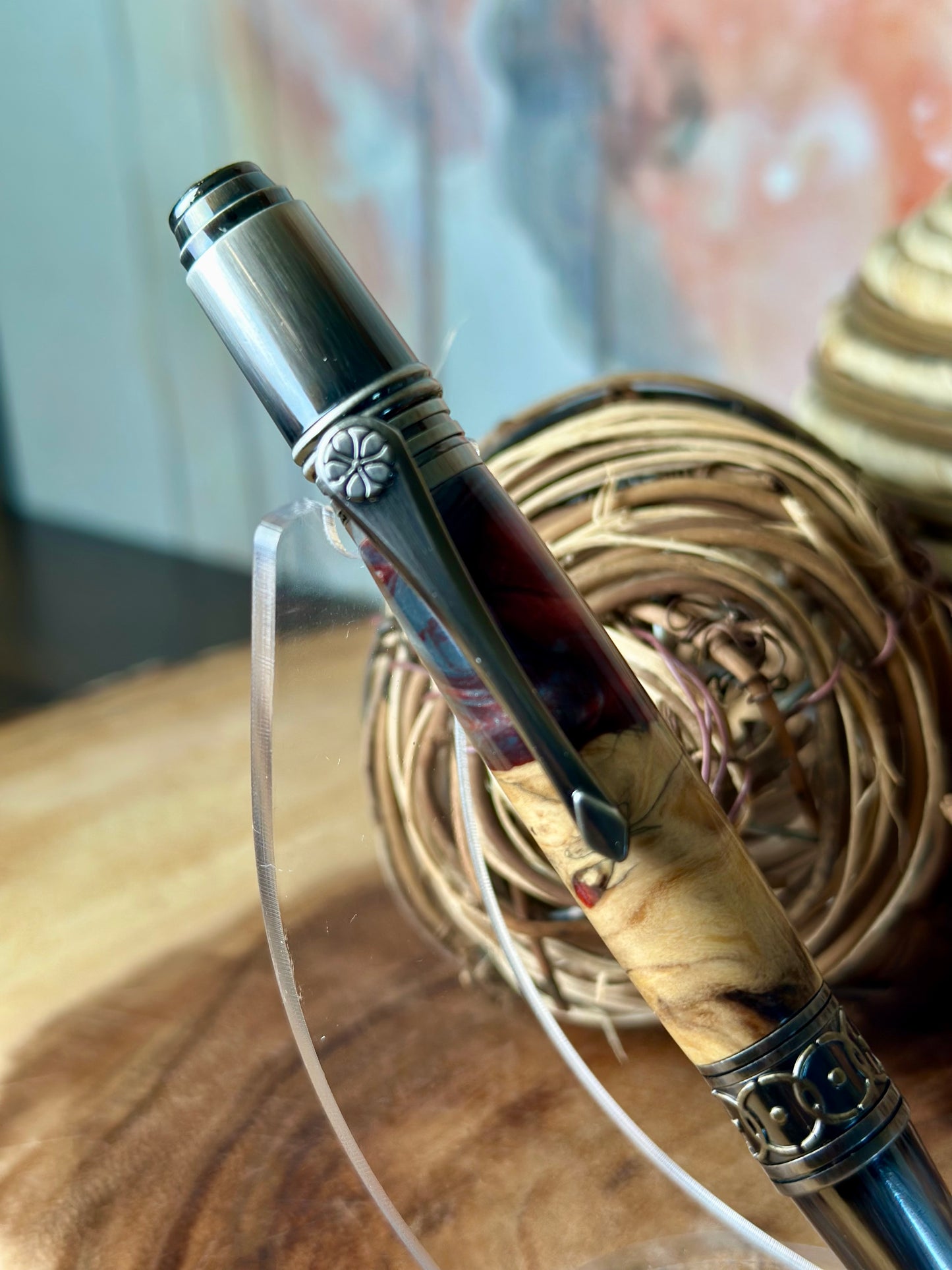 Steampunk (Bronze & Silver & Red Buckeye Burl)