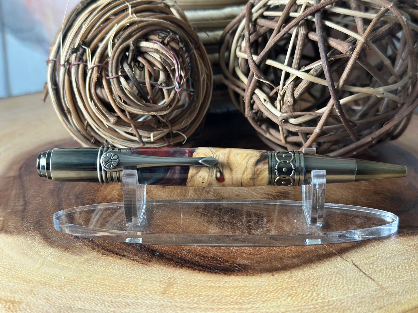 Steampunk (Bronze & Silver & Red Buckeye Burl)