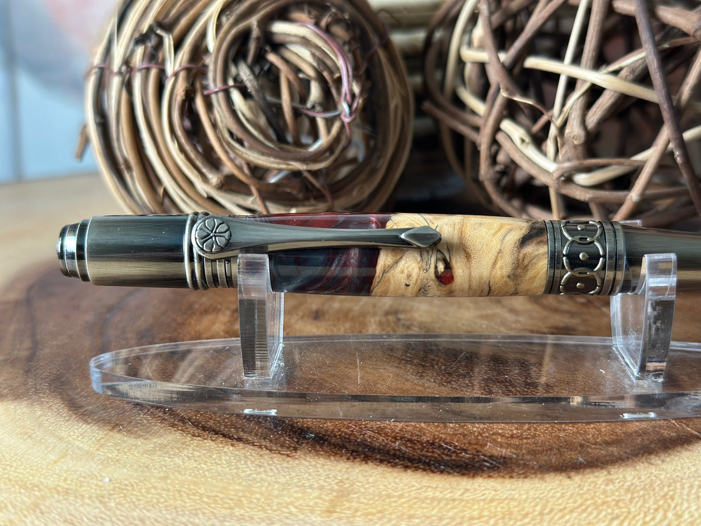 Steampunk (Bronze & Silver & Red Buckeye Burl)