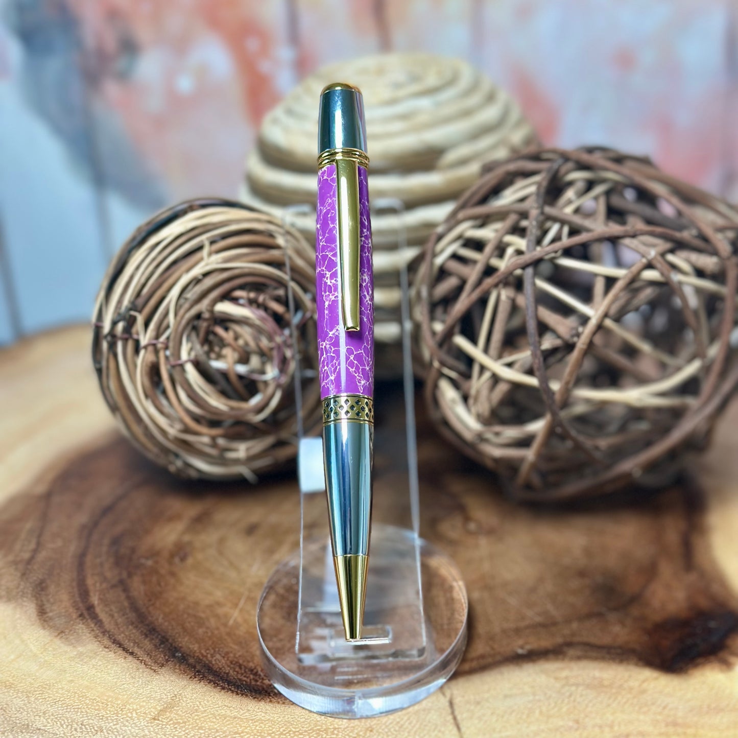 Mesa Gold & Chrome (Faux Stone Charlotte with White Web)