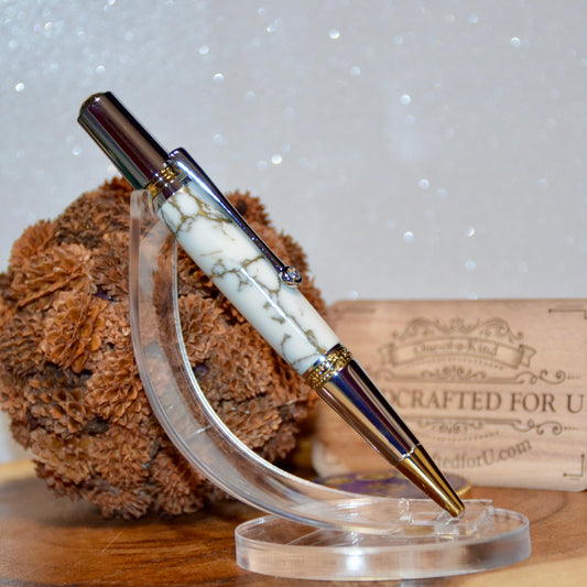 Majestic Squire Titanium Gold and Chrome Ballpoint Twist (White with Gold Matrix)