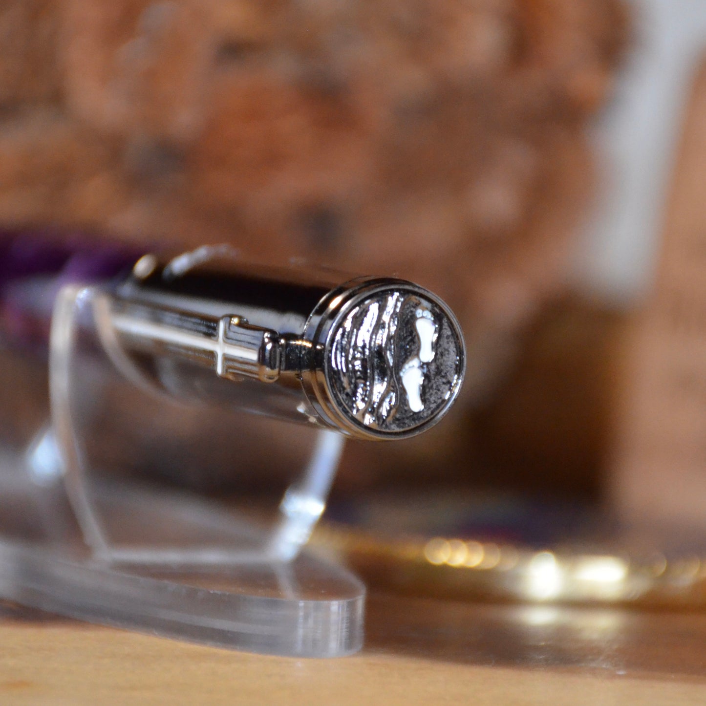 Foot Prints in the Sand Gun Metal (Aqua Bright  Purple and Silver)